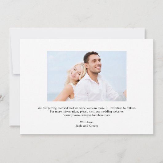 Greenery Foto Save the Date Karte (Rückseite)