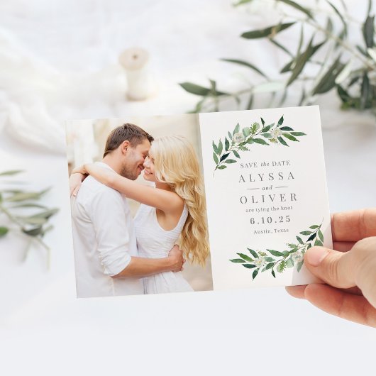 Greenery Foto Save the Date Karte
