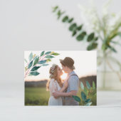 Greenery Foto Wedding Danke Postcard Postkarte (Stehend Vorderseite)