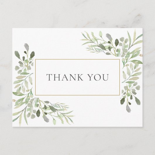 Greenery Foto Wedding Danke Postcard Postkarte (Vorderseite)