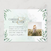Greenery FOTO Wedding Einladung QR CODE