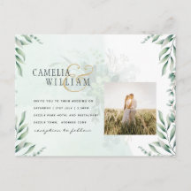 Greenery FOTO Wedding Einladung QR CODE