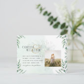 Greenery FOTO Wedding Einladung QR CODE Postkarte (Stehend Vorderseite)