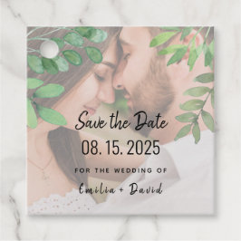 Greenery Foto Wedding Save the Date Geschenkanhänger