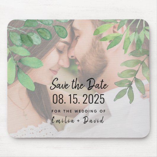 Greenery Foto Wedding Save the Date Mouse Pad Mousepad (Vorne)