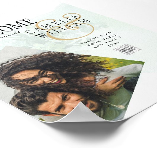Greenery FOTO Wedding WELCOME Sign BUDGET Poster (Ecke)