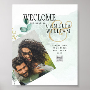 Greenery FOTO Wedding WELCOME Sign BUDGET Poster