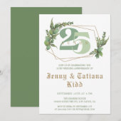 Greenery Frame 25th Wedding Anniversary Invitation Einladung (Vorne/Hinten)