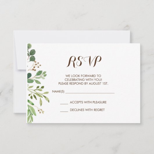 Greenery Frame Grüntöne Hochzeit RSVP Card Einladung (Vorderseite)
