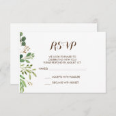 Greenery Frame Grüntöne Hochzeit RSVP Card Einladung (Vorne/Hinten)