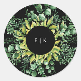 Greenery Fresh Leaf Moderne Hochzeit Runder Aufkleber