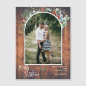 Greenery Frory Christmas Arch Foto Cherry Wood Magnetkarte (Vorderseite)