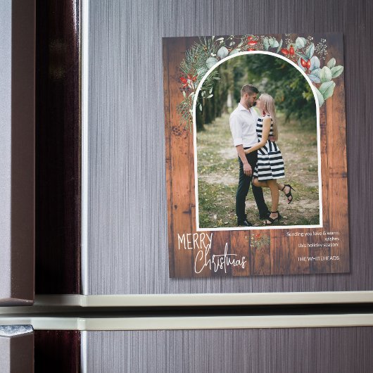 Greenery Frory Christmas Arch Foto Cherry Wood Magnetkarte