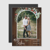 Greenery Frory Christmas Arch Foto Dark Wood Magnetkarte (Vorne/Hinten)