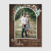 Greenery Frory Christmas Arch Foto Dark Wood Magnetkarte (Vorderseite)