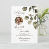 Greenery Funeral Announcement Einladung (Stehend Vorderseite)