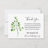 Greenery Funeral Beileid Vielen Dank Mitteilungskarte (Vorderseite)