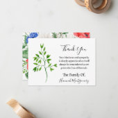 Greenery Funeral Beileid Vielen Dank Mitteilungskarte (Vorderseite/Rückseite Beispiel)