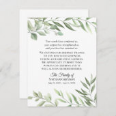 Greenery Funeral Beileid Vielen Dank Note Card Dankeskarte (Vorne/Hinten)