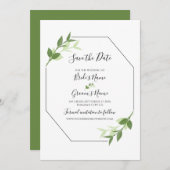 Greenery Garden Blätter Rahmen Hochzeit speichern  Save The Date (Vorne/Hinten)