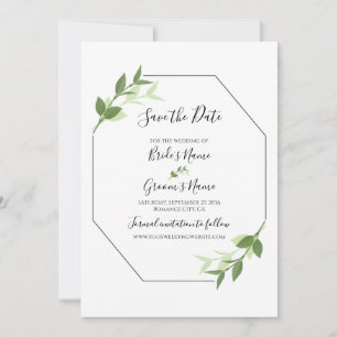 Greenery Garden Blätter Rahmen Hochzeit speichern Save The Date