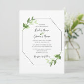 Greenery Garden Blätter Rahmen Hochzeitseinladunge Einladung (Stehend Vorderseite)