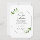 Greenery Garden Blätter Rahmen Hochzeitseinladunge Einladung (Vorderseite)