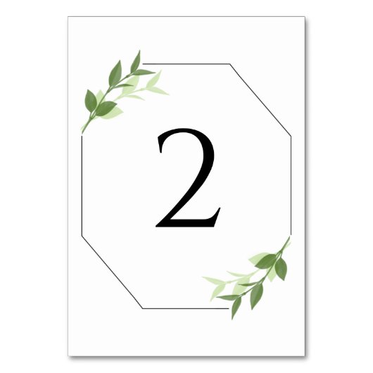 Greenery Garden Blätter Rahmen Wedding Tischnummer (Vorderseite)