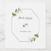 Greenery Garden Blätter Rahmen Wedding Weinetikett (Einzelnes Label)