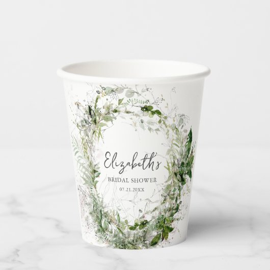 Greenery Garden Brautparty Paper Cups Pappbecher (Vorderseite)