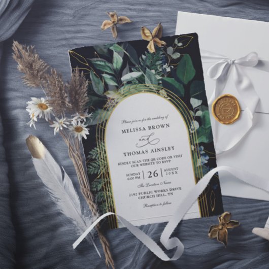 Greenery Garden Greenery Budget QR Code Wedding Einladung