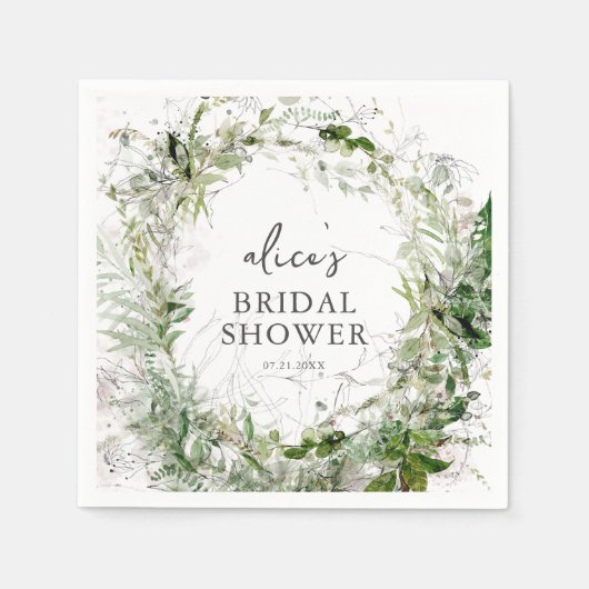 Greenery Garden Script Brautparty Serviette (Vorderseite)