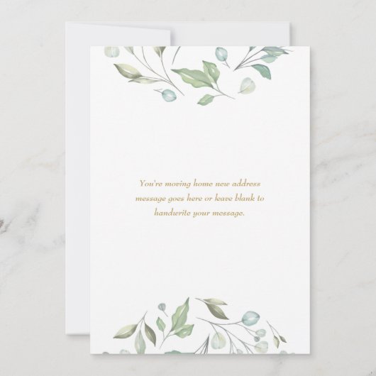 Greenery Garland Gold Neue Adresse Ankündigung (Rückseite)