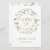 Greenery Garland Gold Neue Adresse Ankündigung (Vorne/Hinten)