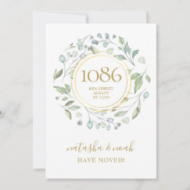 Greenery Garland Gold Neue Adresse Ankündigung