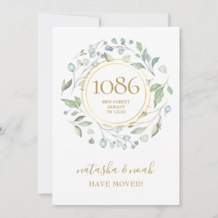 Greenery Garland Gold Neue Adresse Ankündigung