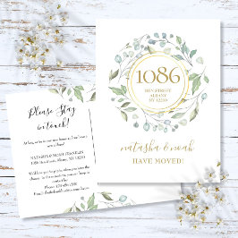 Greenery Garland Gold Neue Adresse Wir haben Anno Ankündigungspostkarte