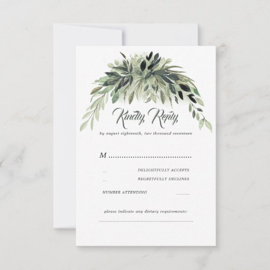 Greenery Garland Wedding RSVP Karte (Vorderseite)