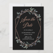 Greenery Geo Black | Rose Gold Save The Date (Vorderseite)