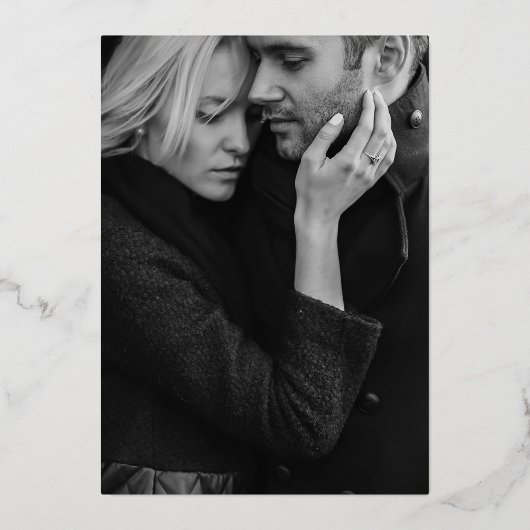 Greenery Geo Black | Rose Gold Save the Date Folieneinladung (Rückseite)