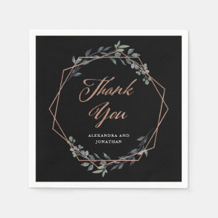 Greenery Geo Black Rose Gold Wedding Serviette