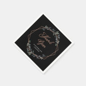 Greenery Geo Black | Rose Gold Wedding Serviette (Ecke)