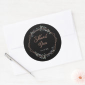 Greenery Geo Black | Rose Gold Wedding Vielen Dank Runder Aufkleber (Umschlag)