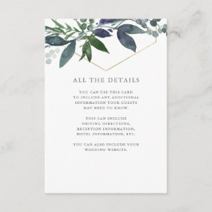 Greenery Geo   Details zur Goldhochzeit Begleitkarte