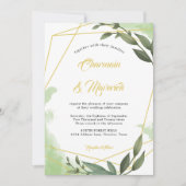 Greenery Geo Frame Wedding Einladung (Vorderseite)
