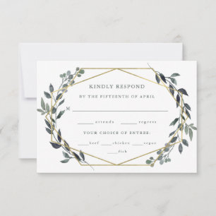 Greenery Geo Goldmedaille RSVP Karte