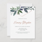Greenery Geo | Rose Gold Abend Empfang Einladung (Vorderseite)