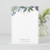 Greenery Geo | Rose Gold Dankeskarte (Stehend Vorderseite)