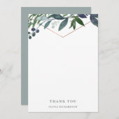 Greenery Geo | Rose Gold Dankeskarte (Vorne/Hinten)