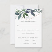 Greenery Geo | Rose Gold Meal Choice Hochzeit RSVP Karte (Vorderseite)